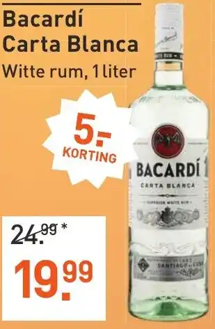 Albert Heijn Bacardí Carta Blanca Witte rum, 1 liter aanbieding