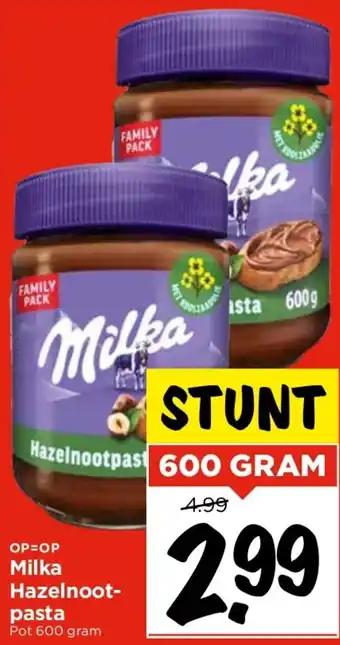 Vomar Voordeelmarkt Milka Hazelnootpast 600g aanbieding