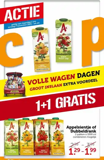 Coop Appelsientje of Dubbeldrank 2 pakken a 1000ml aanbieding