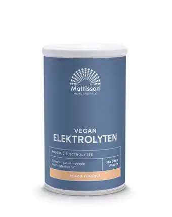 De Online Drogist Mattisson Healthstyle Vegan Elektrolyten Poeder Peach aanbieding
