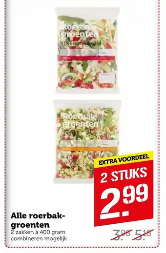 Coop Alle Roerbakgroenten 400 gram 2 stuks aanbieding