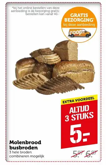 Coop Molenbrood Busbroden 3 stuks aanbieding