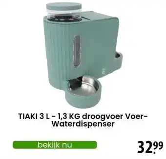 Zooplus TIAKI 3 L - 1,3 KG droogvoer Voer- Waterdispenser aanbieding