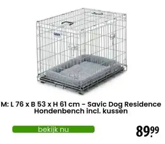 Zooplus M: L 76 x B 53 x H 61 cm - Savic Dog Residence Hondenbench incl. kussen aanbieding