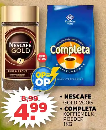 Sahan Supermarkten NESCAFE GOLD 200G of COMPLETA KOFFIEMELK- POEDER 1KG aanbieding