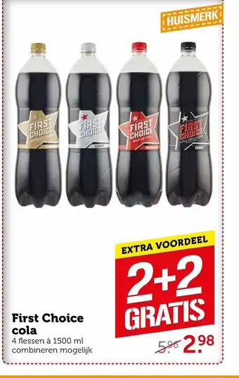 Coop First Choice Cola 4 Flessen a 1500ml aanbieding