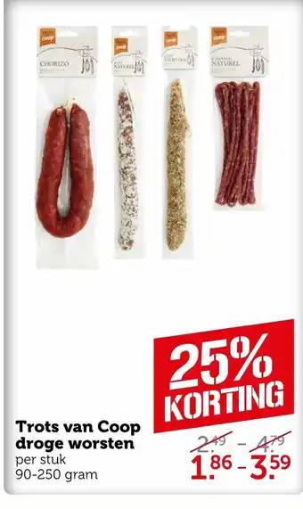 Coop Trots Van Coop Droge Worsten 90-250 gram aanbieding