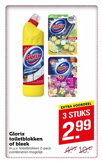 Coop Glorix Toiletblokken of Bleek 3 stuks aanbieding