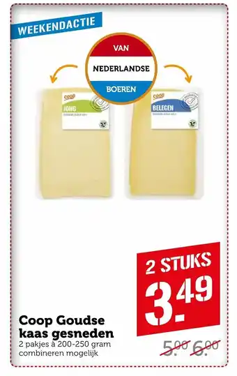 Coop Goudse Kaas Gesneden 200-250 gram 2 stuks aanbieding