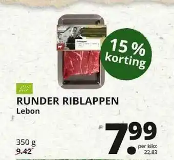 Natuurwinkel RUNDER RIBLAPPEN Lebon 350 g aanbieding