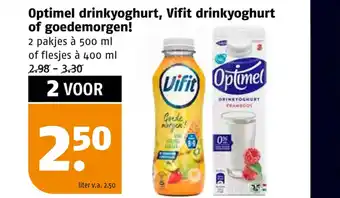 Poiesz Optimel drinkyoghurt, Vifit drinkyoghurt of goedemorgen! aanbieding