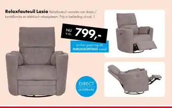 Woonsquare Relaxfauteuil Lazio aanbieding