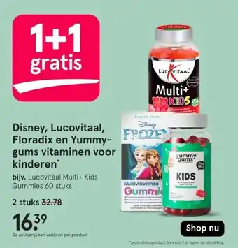 Etos Disney, Lucovitaal, Floradix en Yummy- gums vitaminen voor kinderen* aanbieding