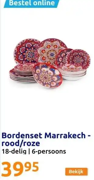 Action Bordenset Marrakech - rood/roze aanbieding