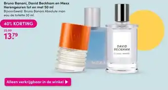 DA Bruno Banani, David Beckham en Mexx Herengeuren tot en met 50 ml aanbieding