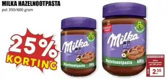 MCD Supermarkt MILKA HAZELNOOTPASTA aanbieding