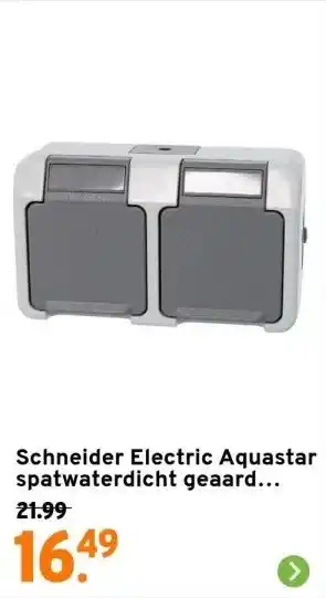 GAMMA Schneider Electric Aquastar spatwaterdicht geaard stopcontact dubbel horizontaal aanbieding