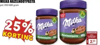 MCD Supermarkt MILKA HAZELNOOTPASTA aanbieding