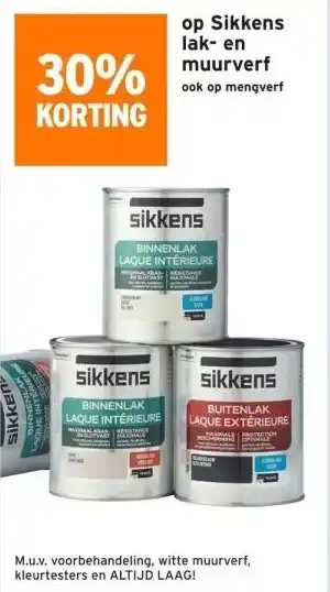 GAMMA 30% KORTING op Sikkens lak- en muurverf ook op mengverf aanbieding