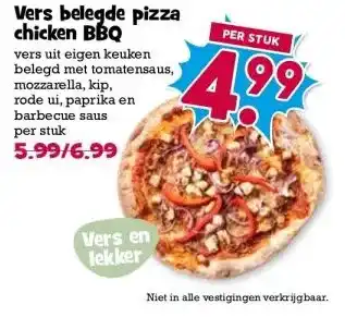 Boon`s Markt Vers belegde pizza chicken BBQ aanbieding