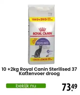 Zooplus 10 +2kg Royal Canin Sterilised 37 Kattenvoer droog aanbieding