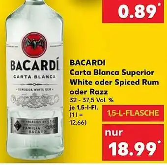 Kaufland DE BACARDI Carta Blanca Superior White oder Spiced Rum aanbieding