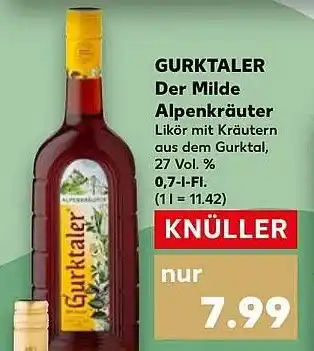 Kaufland DE GURKTALER Der Milde Alpenkräuter aanbieding