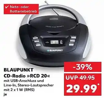 Kaufland DE BLAUPUNKT CD-Radio RCD 20 aanbieding