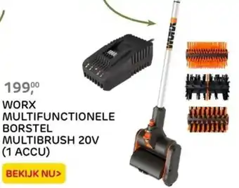 Praxis WORX MULTIFUNCTIONELE BORSTEL MULTIBRUSH 20V 1 ACCU aanbieding