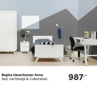 Baby & Tiener Bopita Tienerkamer Anne Bed, Nachtkasje & 2-Deurskast aanbieding