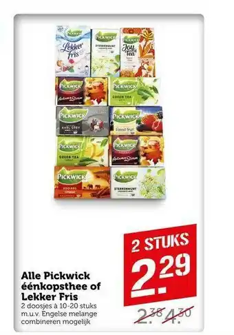 Coop Alle Pickwick Éékopsthee Of Lekker Fris aanbieding