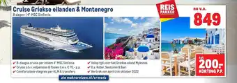 Makro Reizen Cruise Griekse eilanden & Montenegro aanbieding