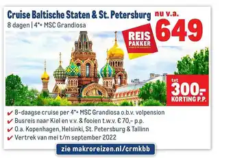 Makro Reizen Cruise Baltische Staten & St. Petersburg aanbieding