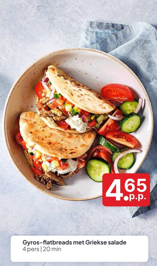 Gyrosflatbreads met Griekse salade aanbieding bij Picnic