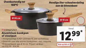 Lidl ERNESTO Aluminium kookpan of steelpan aanbieding