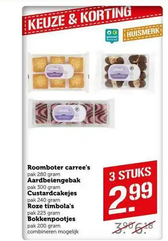 CoopCompact Roomboter carree's, Aardbeiengebak, Custardcakejes, Roze timbola's Of Bokkenpootjes aanbieding