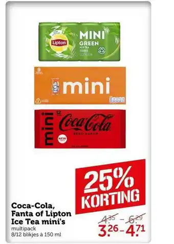 CoopCompact Coca-Cola, Fanta Of Lipton Ice Tea mini's aanbieding