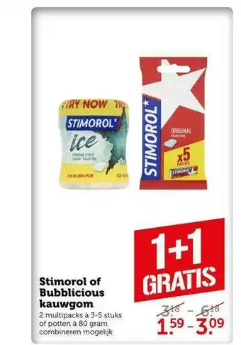 Coop Stimorol Of Bubblicious Kauwgom 1+1 Gratis aanbieding