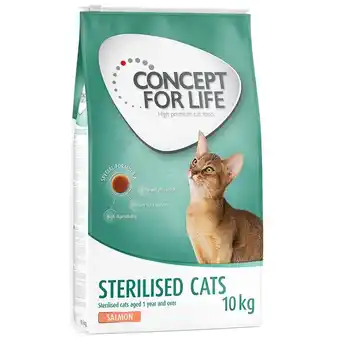 Zooplus 10kg Sterilised Cats Zalm Concept for Life Droogvoer Katten aanbieding