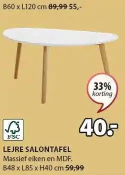 Jysk LEJRE SALONTAFEL aanbieding