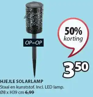 Jysk HJEJLE SOLARLAMP aanbieding