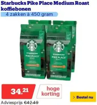 Bol.com Starbucks Pike Place Medium Roast koffiebonen 4 x 450g aanbieding