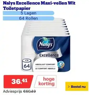 Bol.com Nalys Excellence Maxi-vellen Wit Toiletpapier aanbieding