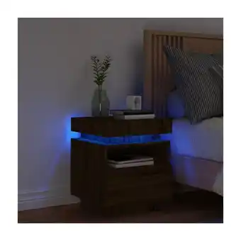 Spartoo Nachtkastjes Maison D'home Nachtkastje met LED-verlichting 40x39x48,5 cm bruin eikenkleur aanbieding