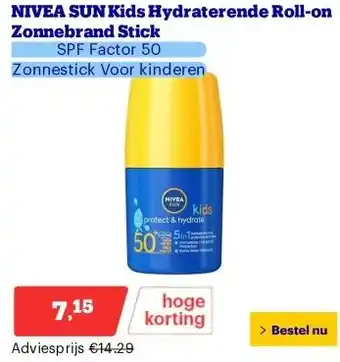 Bol.com NIVEA SUN Kids Hydraterende Roll-on Zonnebrand Stick aanbieding