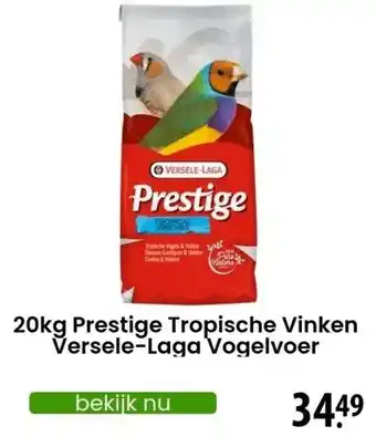 Zooplus 20kg Prestige Tropische Vinken Versele-Laga Vogelvoer aanbieding