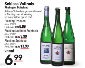 Sligro Schloss Vollrads Riesling Trocken 75 cl aanbieding