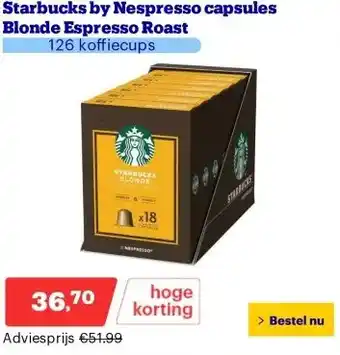 Bol.com Starbucks by Nespresso capsules Blonde Espresso Roast aanbieding