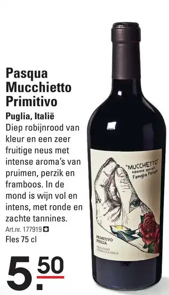 Sligro Pasqua Mucchietto Primitivo 75 cl aanbieding