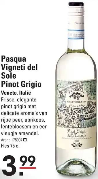 Sligro Pasqua Vigneti del Sole Pinot Grigio 75 cl aanbieding